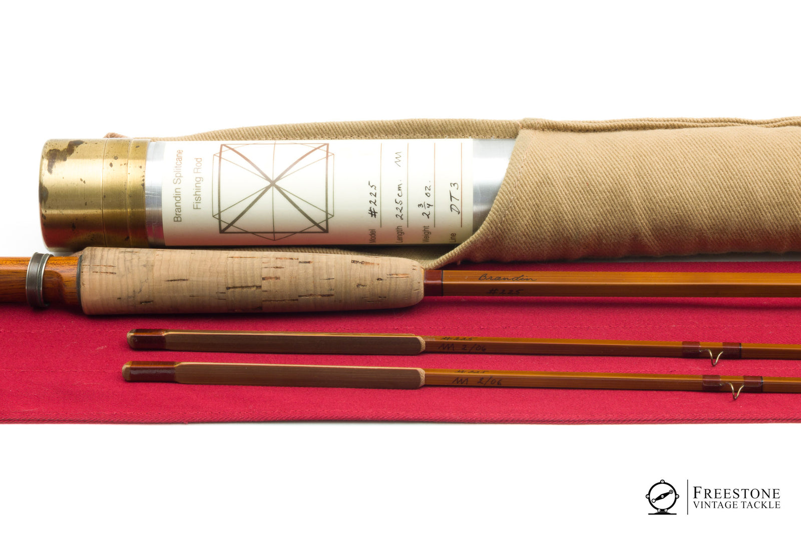 Brandin, Per - Model 225, 7' 4.5" 2/2 3wt Hollowbuilt Bamboo Rod - Spliced Joint Quad