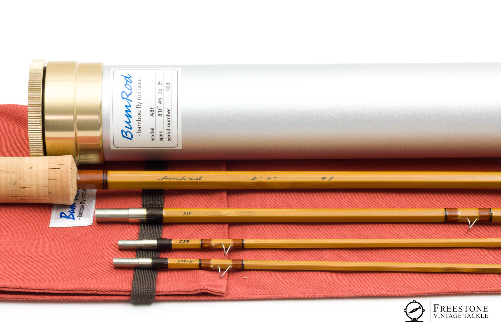 Bum Rod (Hidenobu Katake) - A8F, 8' 3/2 5wt Hollow Built 8-strip Bamboo Rod