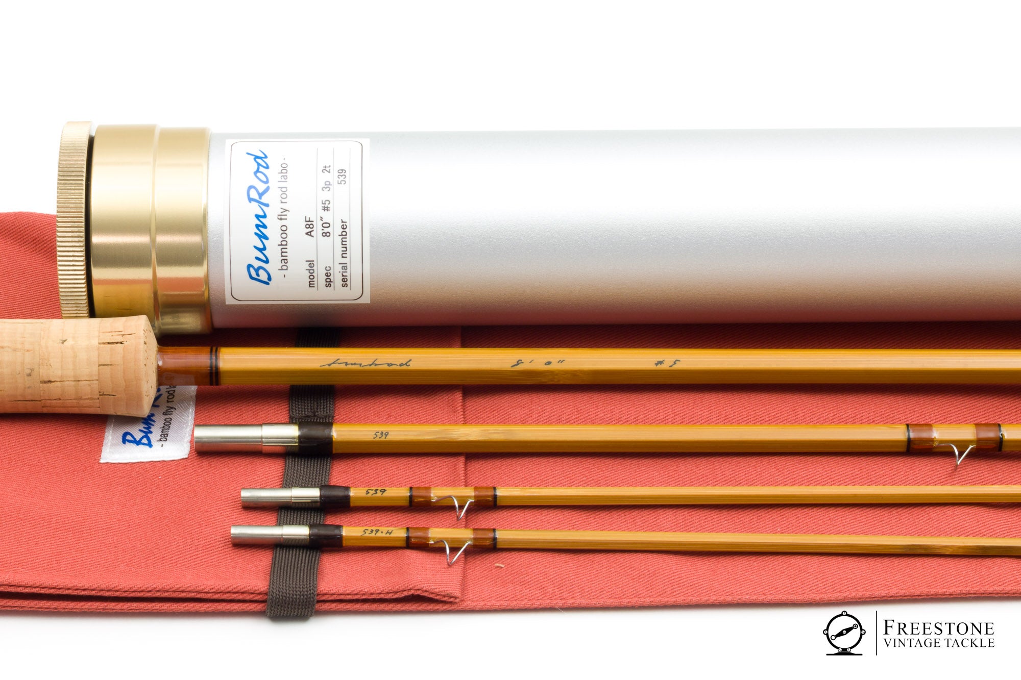 Bum Rod (Hidenobu Katake) - A8F, 8' 3/2 5wt Hollow Built 8-strip Bamboo Rod