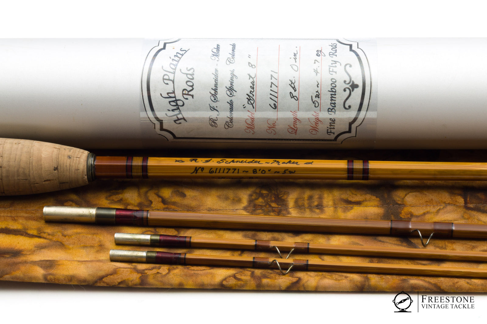 High Plains Rods (R.J. Schneider) - "Great 8", 8' 3/2 5wt Bamboo Rod