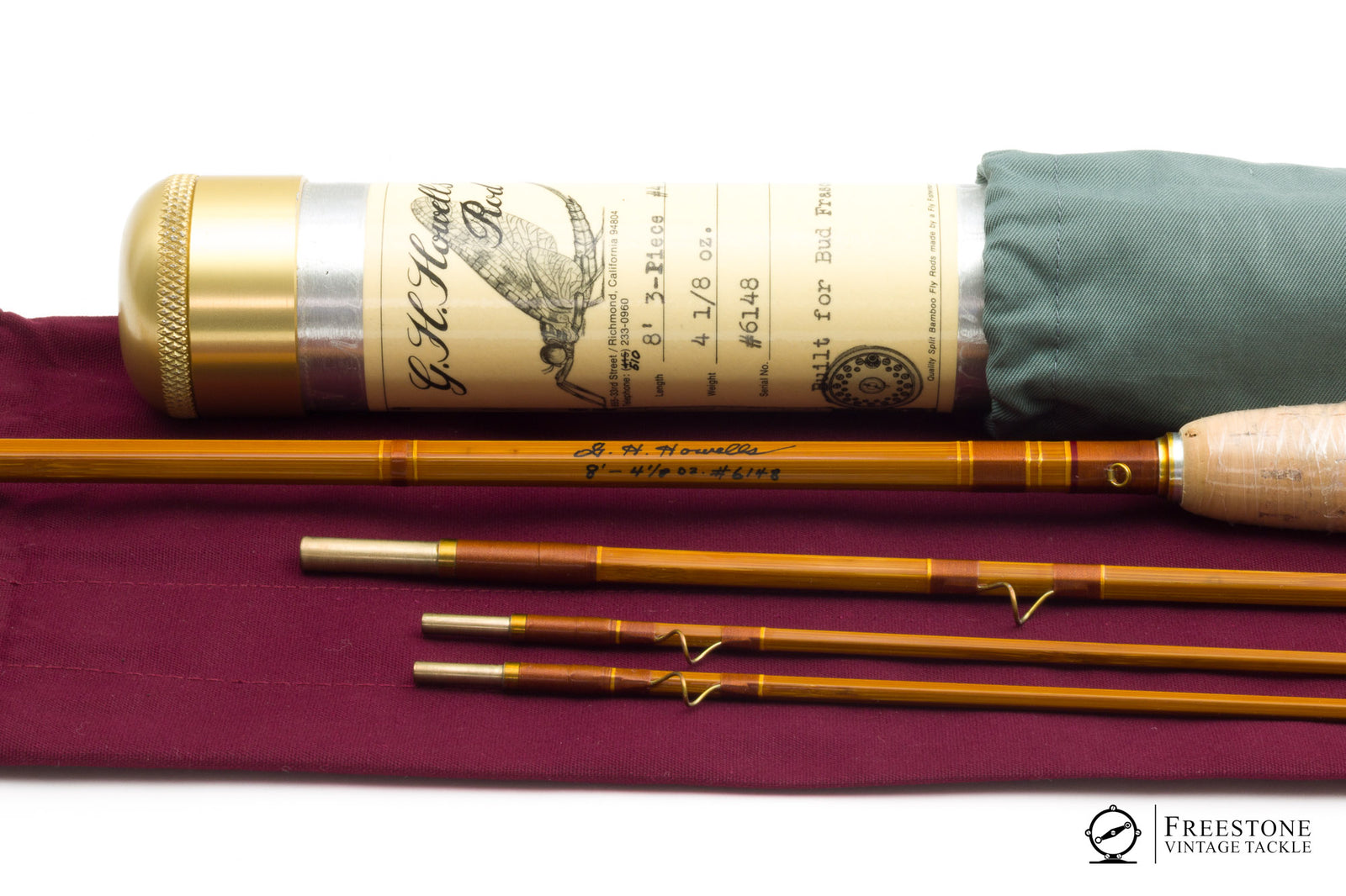 Howells, G.H. - 8' 3/2 4wt Bamboo Rod - Rare 3pc Howells!