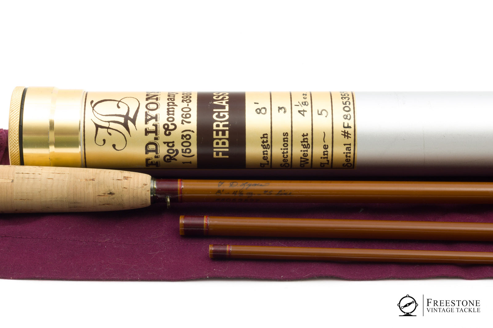 Lyons, F.D. - 8' 3pc 5wt Fiberglass Rod