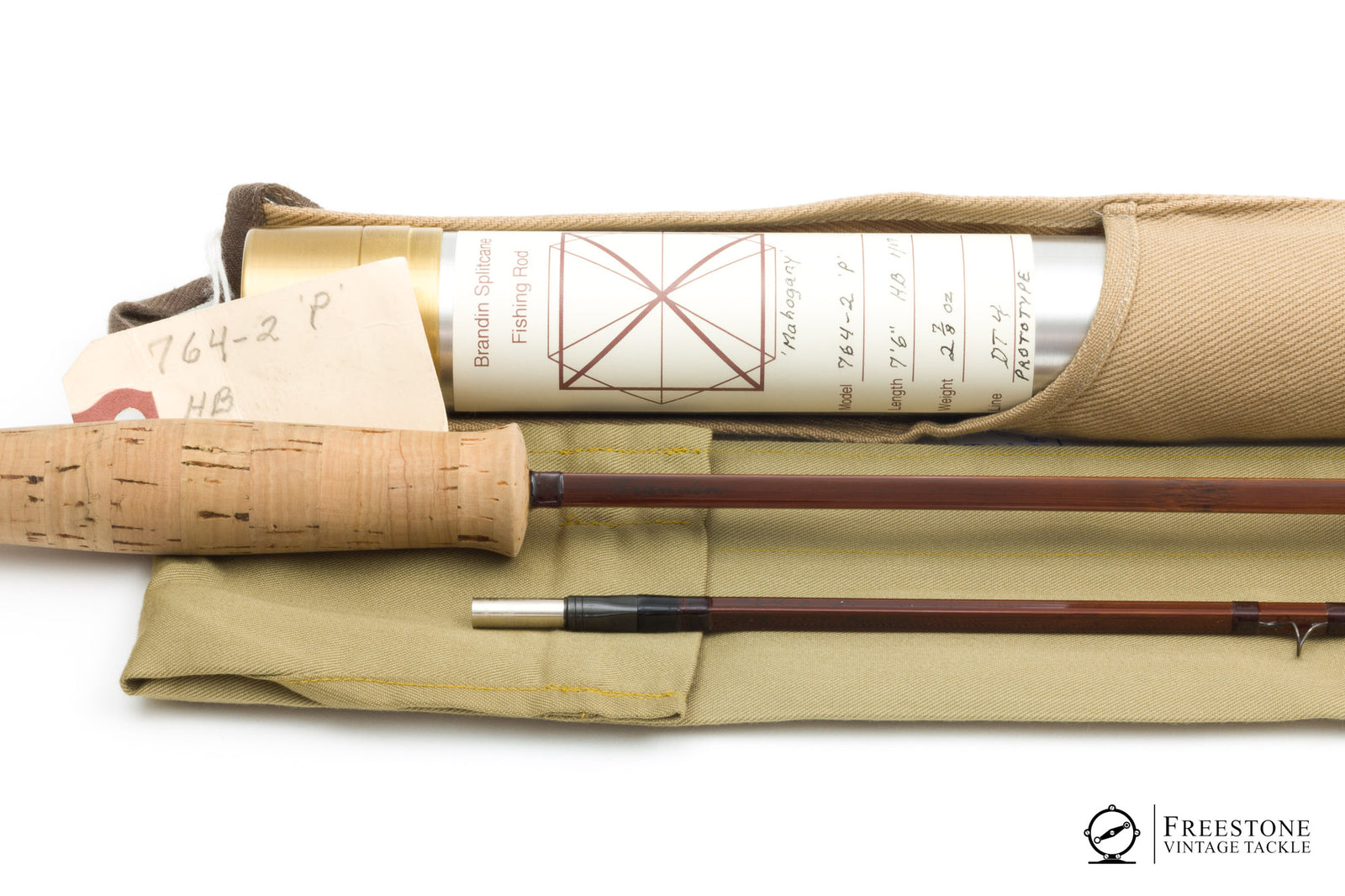 Brandin, Per - Model 764-2 'P' HB, 7'6" 2/1 4wt Bamboo Rod - Mahogany