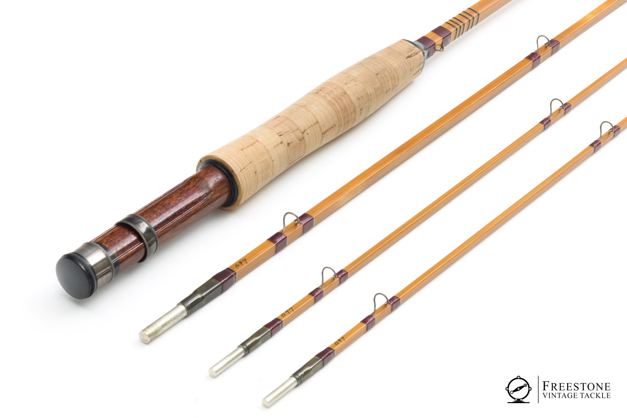 Beautiful STELLAR 3 pc 2 Tips Vintage Bamboo Fishing Rod / New / Old Stock