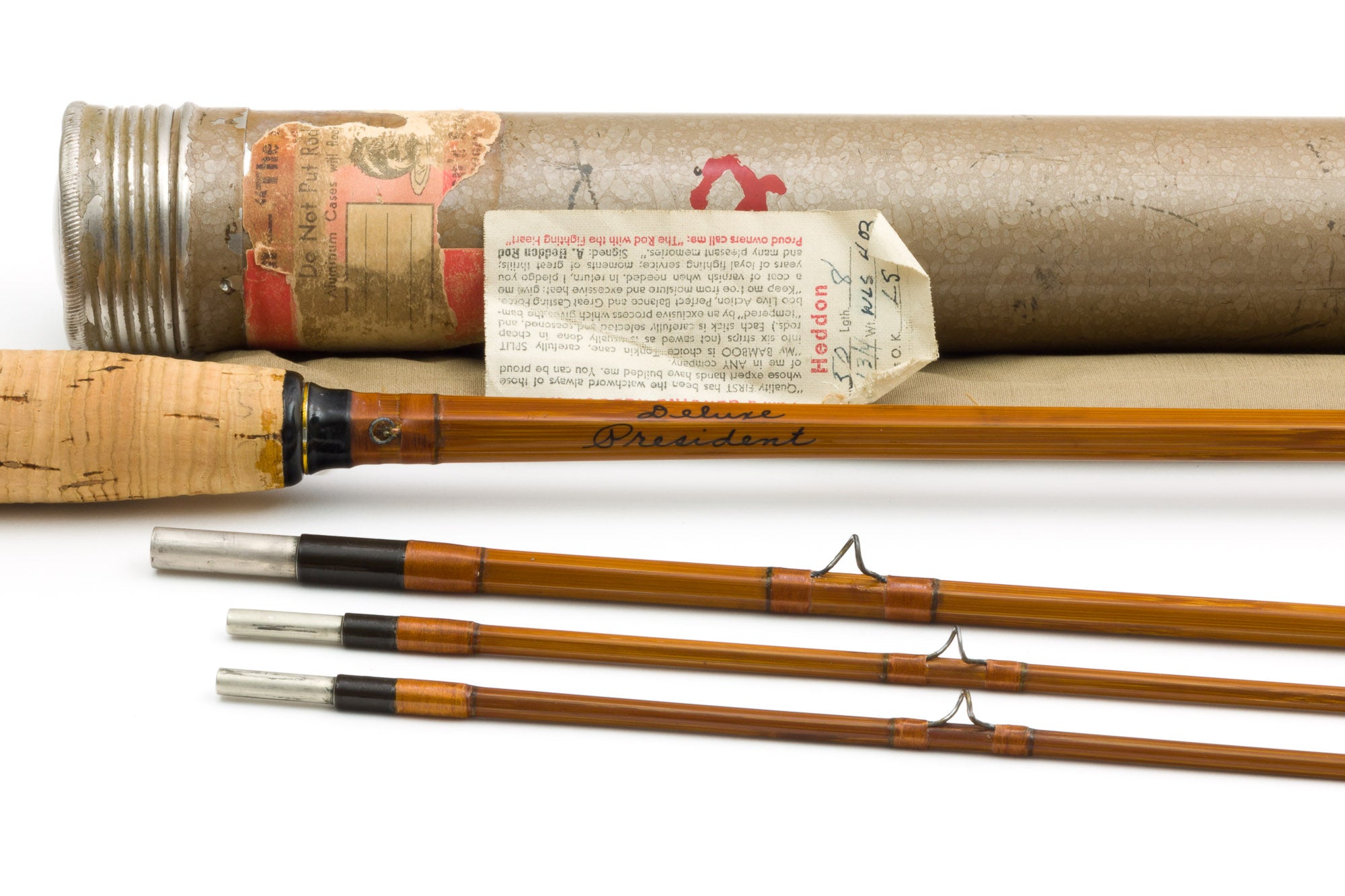Heddon - Model #50 Deluxe President, 8' 3/2 5wt Bamboo Rod - 1 3/4F
