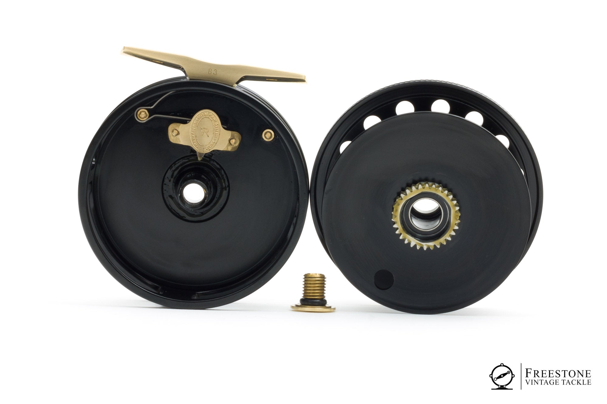 63 fly reel VR Reels - Trutta Perfetta 3" Aluminum Fly Reel - Black & Brass